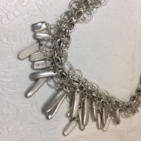 Chico's Silver Toned Fancy Chunky BOHO Gothic Adjustable Necklace 22" - Picture 6 of 10